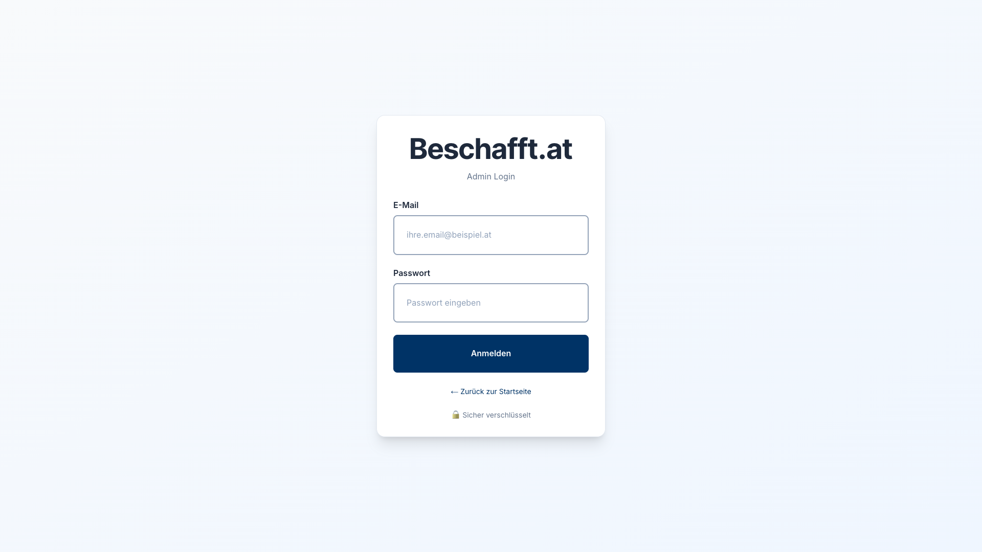 beschafft.de Admin Login - Sicherer Zugang (Vorschau basierend auf beschafft.at)